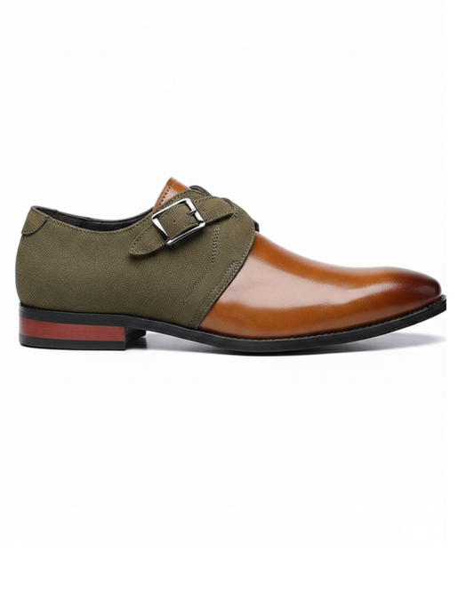 Chaussures pour hommes tendance à enfiler, style britannique, à double boucle et couleurs assorties